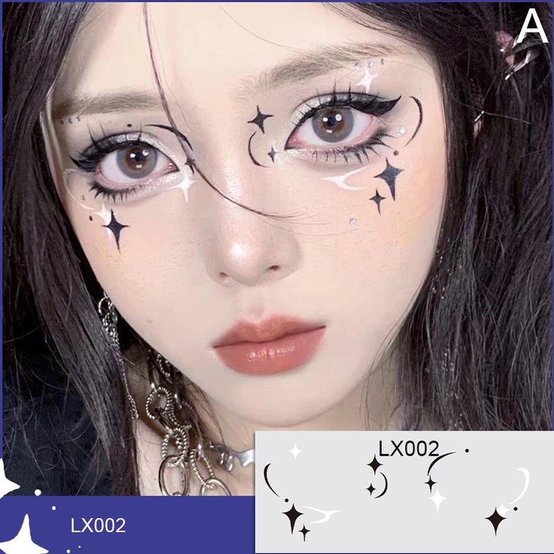 Cute and sweet girl makeup face stickers, star and heart blush, photo support eye and face painting tattoo stickers